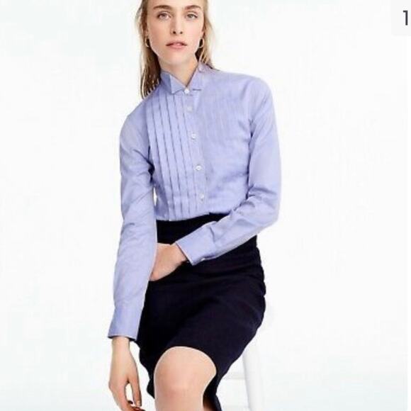 J. Crew x Thomas Mason Striped Cotton Tuxedo Shirt, Professional Career Casual 0 - Picture 4 of 10